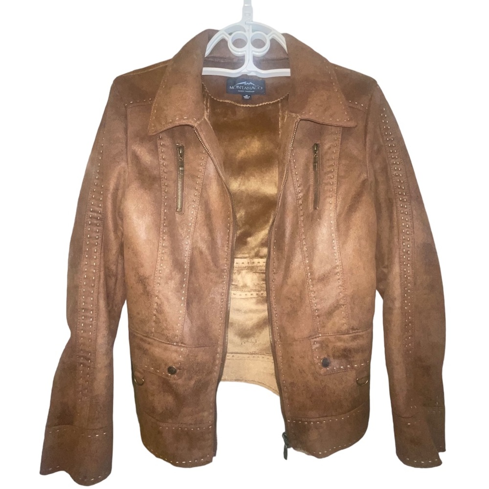 Women’s Faux Suede Leather Jacket by Montana Co. Western Look Size Medium